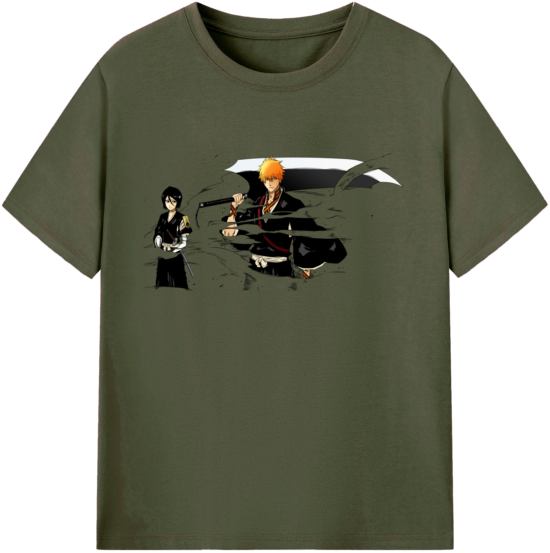 （画像用） ブリーチ 黒崎一護（くろさき いちご）BLEACH Kurosaki Ichigo 綿100％ メンズ半袖Tシャツ｜肌触りやわらか＆通気性